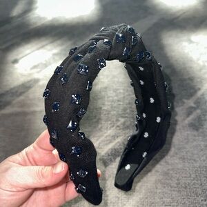 Lele Sadoughi Black Studded Knotted Headband Square Stud Embellished